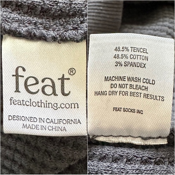 Feat Clothing Mens TreeCell Waffle Hoodie Long Sleeve Gray L - Picture 9 of 12